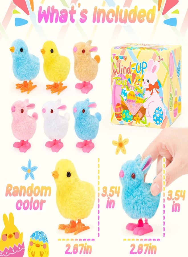 Tagitary Bunny and Jumping Chick Wind Up Toys Easter Plush Rabbit and Chicken Toy for Kids Toddlers Easter Egg Hunt Basket Party Favor Stocking Stuffers Classroom Prizes Christmas Birthday Gift - Image 3